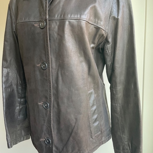 Oversized Vintage 90s Roots Leather Jacket Chocolate Brown - Picture 12 of 13